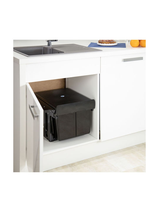 Relaxdays Coș De Gunoi Pentru Dulap Din Plastic Negru 15lt