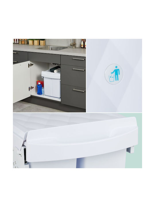 Relaxdays Coș De Gunoi Pentru Dulap Plastic Alb 15lt