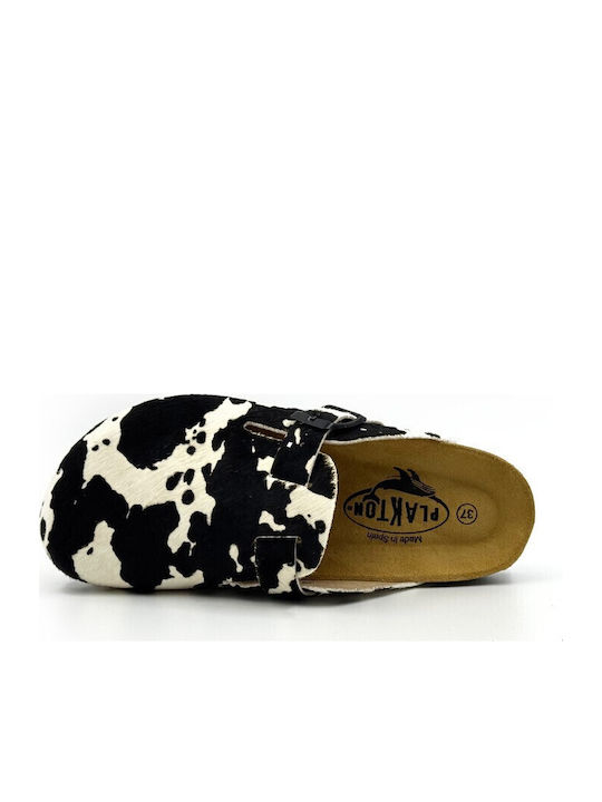 Afelpado Ανατομικές Suede Σαμπό Γυναικείες Παντόφλες Animal Print Black