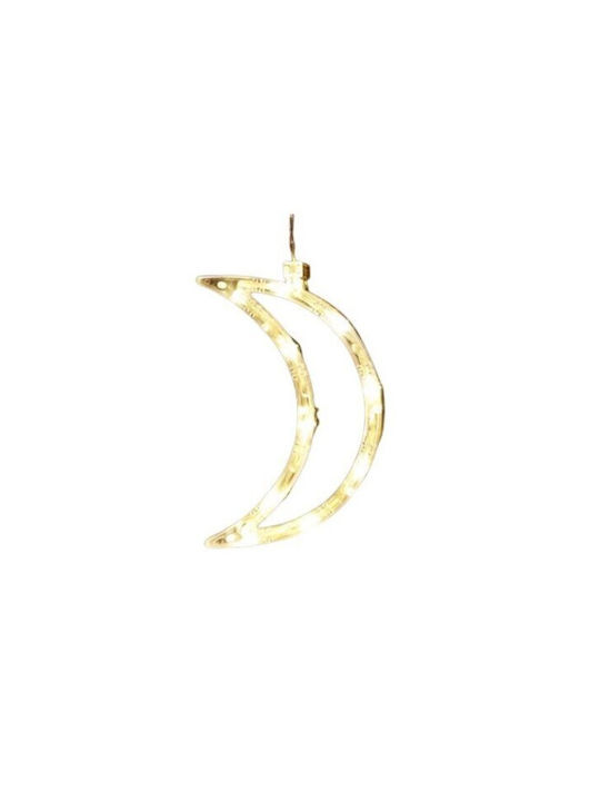 Ornament De Crăciun Iluminat În Formă De Lună 18.5x12 Cm Ventuză Alb Cald Flippy
