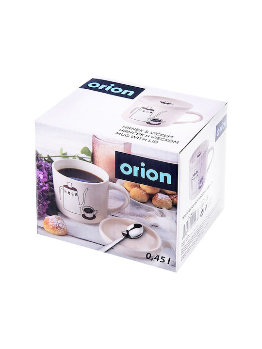 Orion Porcelain Mug With Lid Beige 420ml