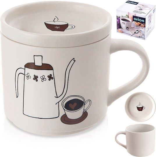 Orion Porzellan Tasse Mit Deckel Beiges 420ml