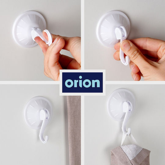 Orion Cârlige cu Ventuză din Plastic Albe 6 Bucăți