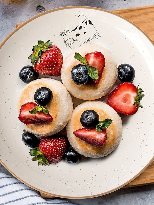 Orion Ceramic Beige Dessert Plate with Diameter 20cm