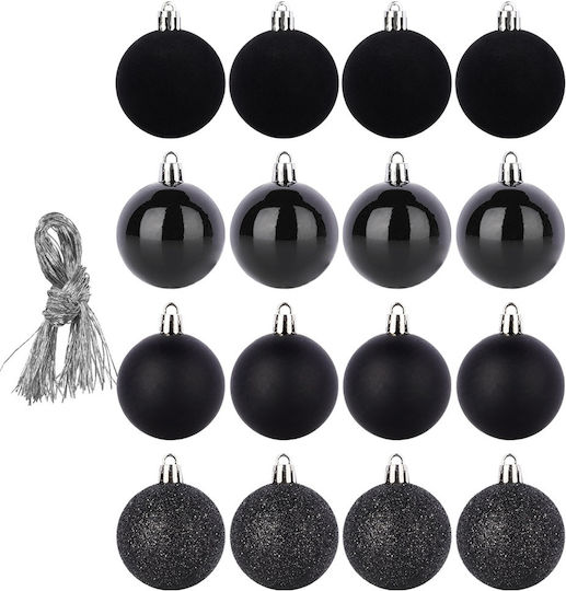 Schwarze Unzerbrechliche Weihnachtsbaumschmuck Kugeln 5 Cm 16 Stück