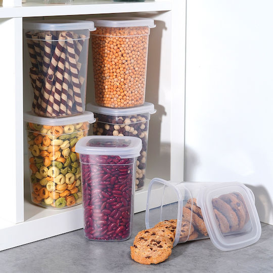 Vilde Vilde Set 6 Stück Lebensmittelgläser für Kaffee Nudeln Getreide mit Kunststoffdeckel Transparent 1000ml Vilde Vilde Set 6 Stück Lebensmittelgläser für Kaffee Nudeln Getreide mit Kunststoffdeckel Transparent 1000ml