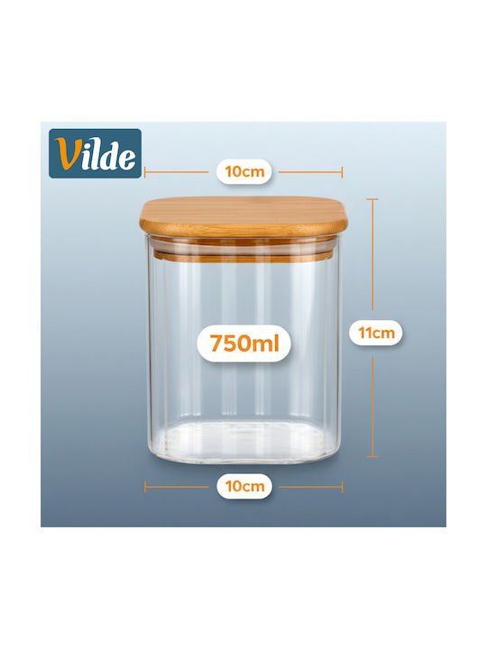 Vilde Set 3 Bucăți Vaze Pentru Cafea / Paste / Cereale Cu Capac Sticlă Maro 1600ml 3 Bucăți