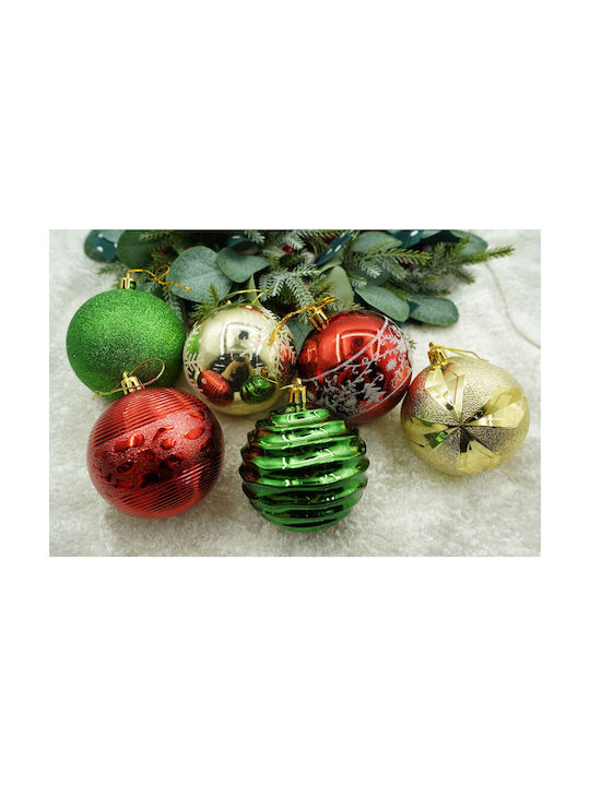 Set 24 Christmas Tree Ornaments Alista Home Ball Type Multicolor 8 Cm Diameter Plastic Glitter Finish Box 19 Cm Length X 42 Cm Height X 19 Cm Depth