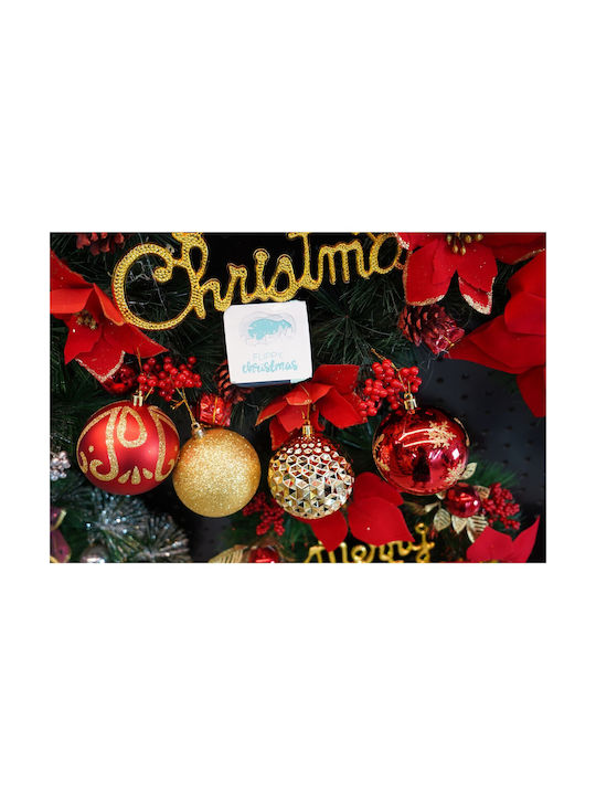Set 24 Ornamente De Crăciun Pentru Brad Tip Bile Roșii Aurii 8 Cm Diametru Plastic Sclipici Finisaj Cutie 19 Cm Lungime X 42 Cm Înălțime X 19 Cm Adâncime