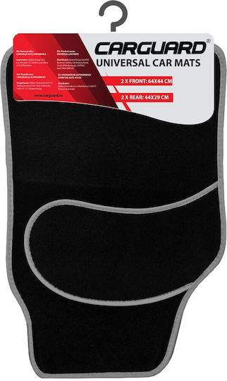 Set 4 Universal Textile Car Mats Front Rear Non-slip Black Grey