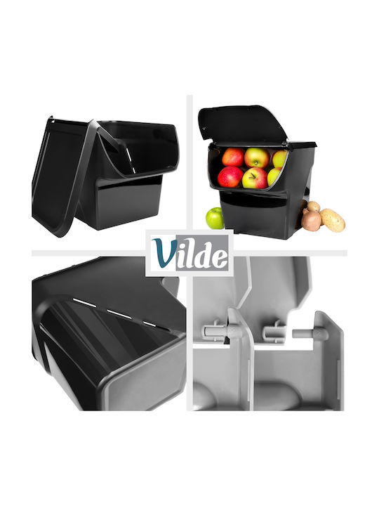 Vilde Set 2 Pieces General Use Boxes with Lid Plastic Black 2x26x34cm