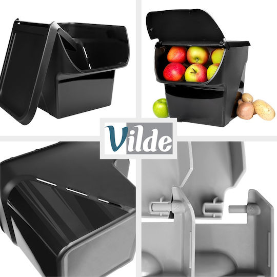 Vilde Vilde Lebensmittelgläser & Behälter Set 2 Stück Allgemeine Verwendung mit Kunststoffdeckel Schwarz 2x26x34cm Vilde Vilde Lebensmittelgläser & Behälter Set 2 Stück Allgemeine Verwendung mit Kunststoffdeckel Schwarz 2x26x34cm
