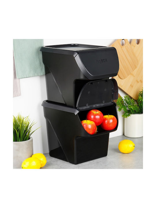 Vilde Set 2 Pieces General Use Boxes with Lid Plastic Black 2x26x34cm