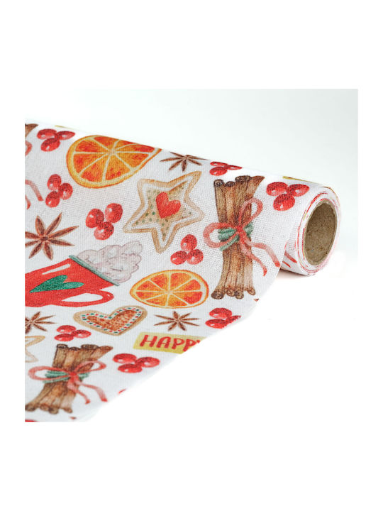 Christmas Tablecloth Fabric Runner Orange 180x28cm