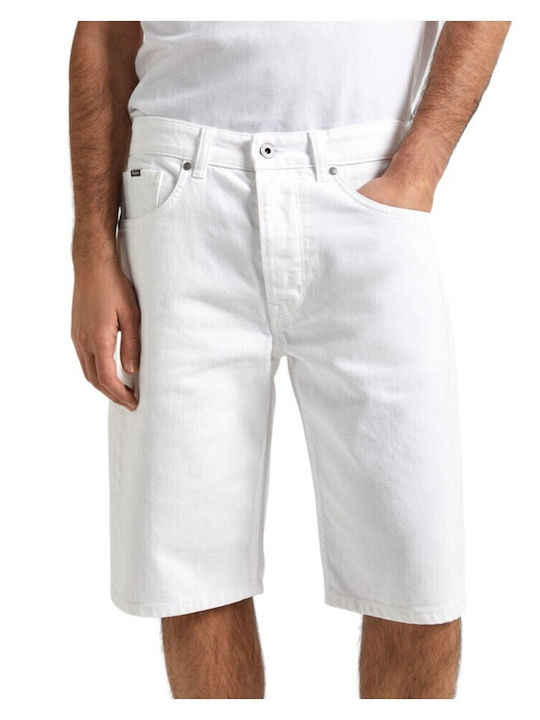 Pantaloni Scurți Bărbați Denim Alb