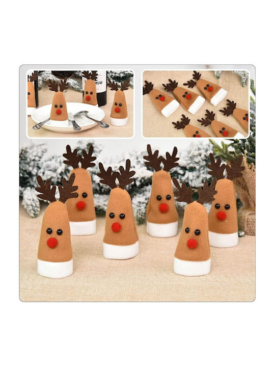 Alista Home Set Suporturi Pentru Tacâmuri De Crăciun Din Material Textil Cu Renii 14x6cm 10 Bucăți