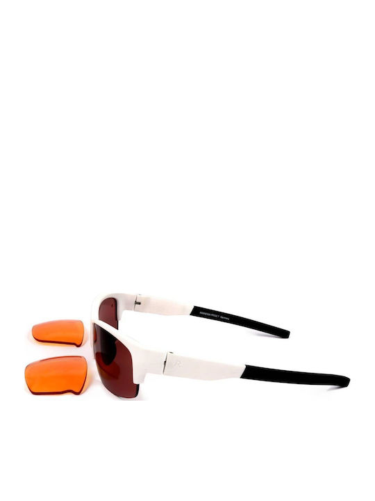 Rodenstock Unisex Sunglasses with White Frame and Red Lens R3275 D