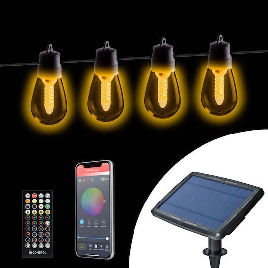Bandă Led Solară Inteligentă 25 Leduri 13.6 M Bluetooth Lumină Reglabilă Exterior Ip65