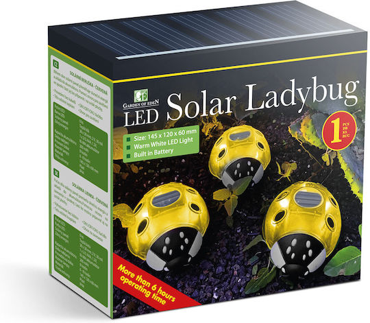 Lampă Solară Buburuză 6 Led Alb Cald Decorare Grădină Exterior Iluminat Ambiental Galben