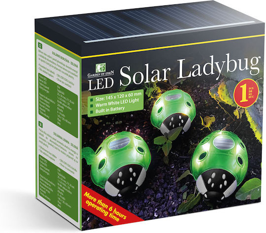 Lampă Solară Buburuză 6 Led Alb Cald Decorare Grădină Exterior Iluminat Ambiental Verde