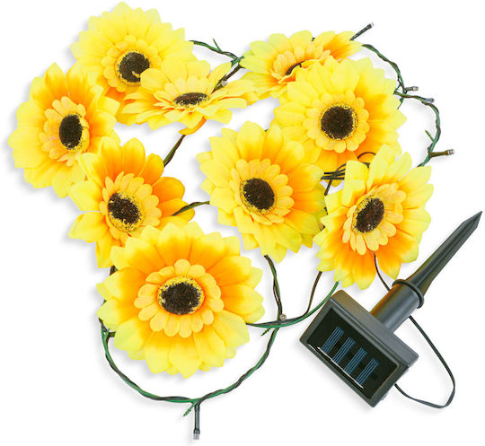 Ghirlandă Solară Floare 2 M 20 Leduri Alb Cald Decorative Iluminat Exterior Grădină