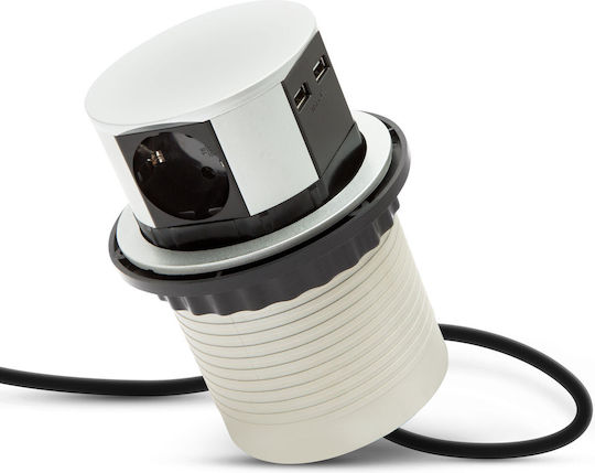 Alista Home Bandă de Alimentare cu 3 Prize cu USB-A USB-C și Cablu de 1.5m Argintiu