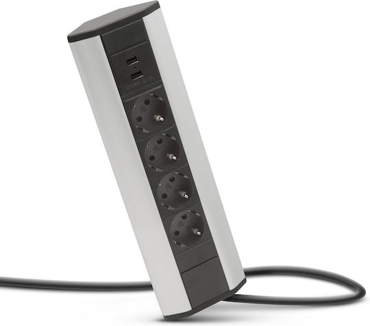 Alista Home Bandă de Alimentare cu 3 Prize cu USB-A și Cablu de 1.5m