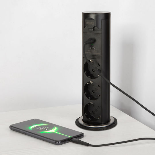 Alista Home Bandă de Alimentare cu 3 Prize cu 1 USB-A 1 USB-C și Cablu de 1.5m