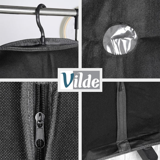 Vilde Υφασμάτινη Κρεμαστή Θήκη Αποθήκευσης για Κουστούμι / Φορέματα σε Μαύρο Χρώμα 60x150cm 10τμχ