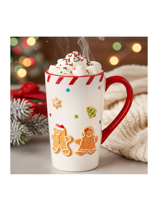 Home&Styling Collection Weihnachtlicher Keramikbecher mit Sternen 15,5x13,5x9cm 570ml