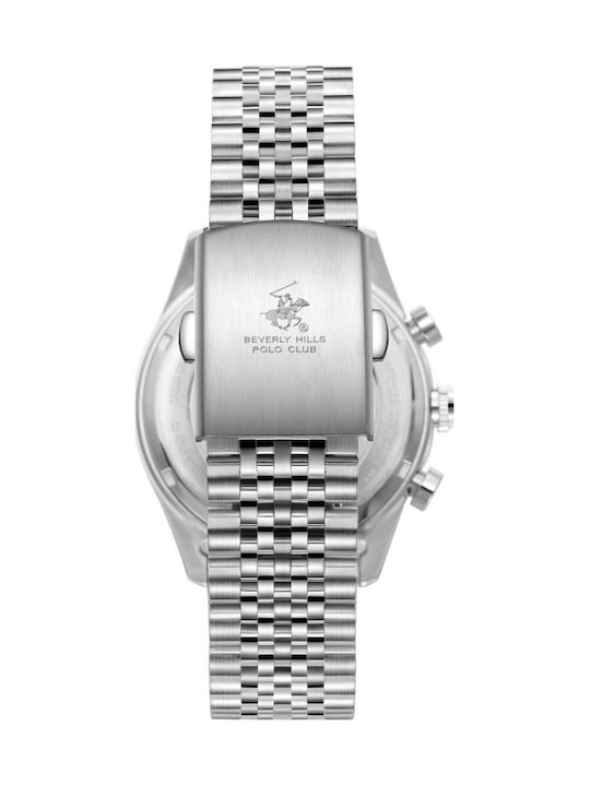 Beverly Hills Polo Club Men's Battery Watch with Silver Metal Bracelet