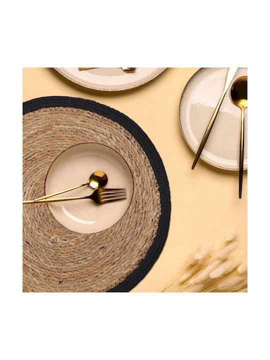Relaxdays Round Beige Placemats 37cm 4 Pieces
