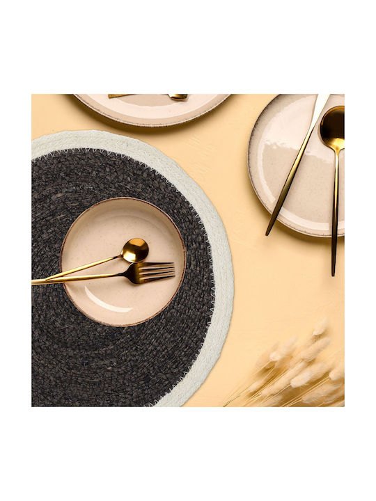 Relaxdays Round Black Placemats 37cm 4 Pieces