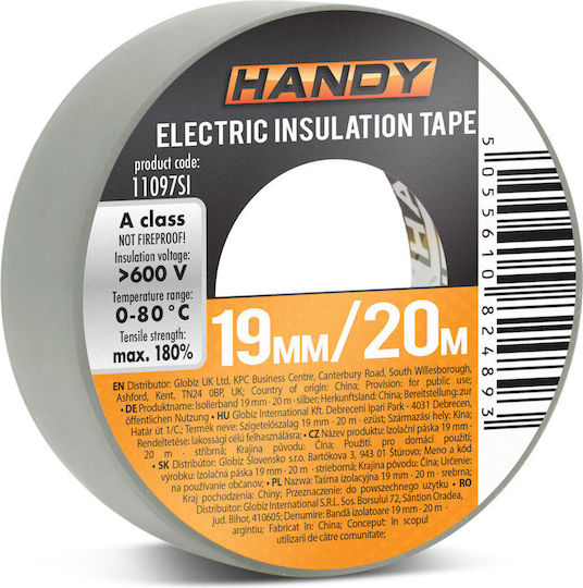 Set 10 Benzi De Izolare Electrice Din Pvc Argintii 20 M X 19 Mm Rezistență 600 V Standard En60454-2