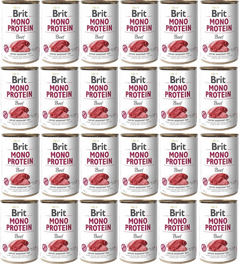 Brit Mono Protein Wet Dog Food in Cans with Beef and Meat 24x400gr