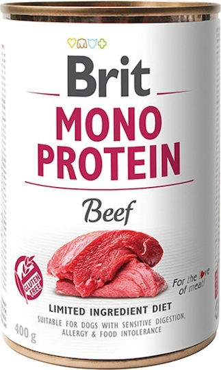 Brit Mono Protein Wet Dog Food in Cans with Beef and Meat 24x400gr