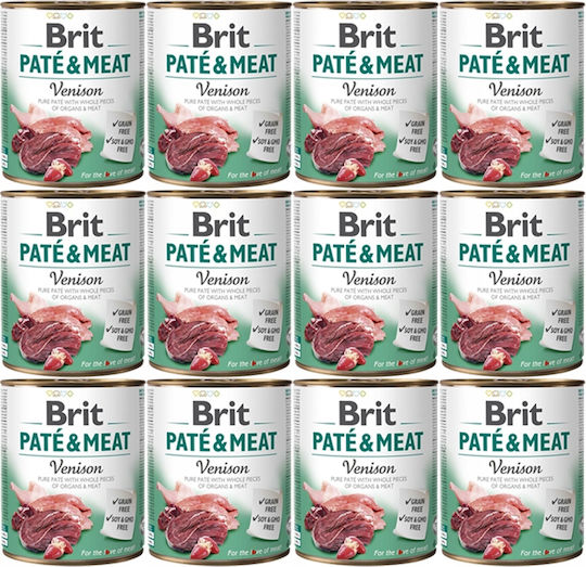 Brit Nasses Hundefutter mit Fleisch, Hirsche, Huhn und Lachs 12x800gr
