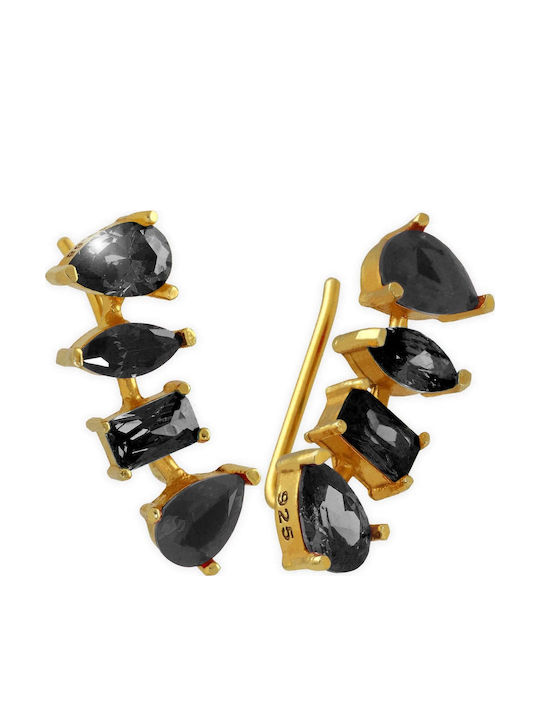 Ohrringe Pins Mehrfarbige Zirkon Mehrfarbige Zirkon Handgefertigt Vergoldetes Silber 925