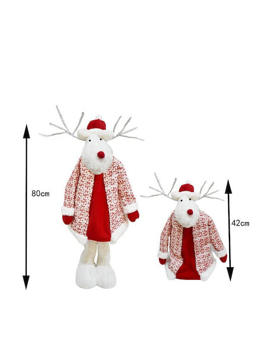 Figurină Decorativă De Crăciun Ren Flippy Picioare Telescopice Înălțime Reglabilă 42 80 Cm Haină Albă Roșie