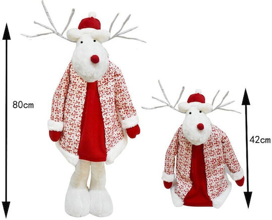 Decorative Figurine Christmas Flippy Reindeer Telescopic Legs Adjustable Height 42 80 Cm Coat White Red