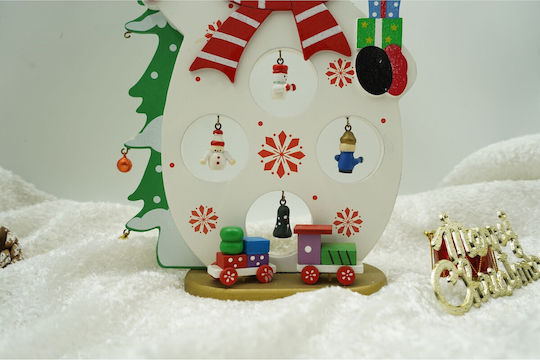 Christmas Decorated Figurine Snowman White Wooden 18 Cm X 24.5 Cm Indoor Alista Home