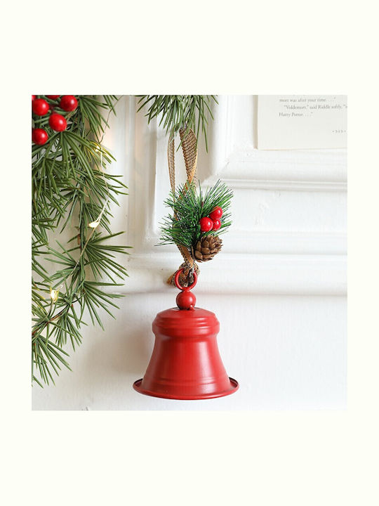 Clopoțel Metalic Flippy Pentru Bradul De Crăciun Ornament De Crăciun Cu Ramură De Pin Roșu 10 X 8 X 8 Cm