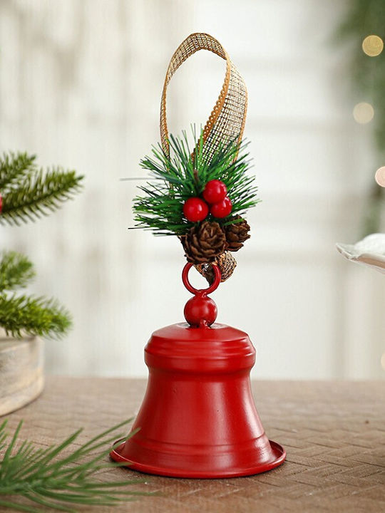 Clopoțel Metalic Flippy Pentru Bradul De Crăciun Ornament De Crăciun Cu Ramură De Pin Roșu 10 X 8 X 8 Cm