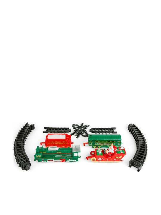 Trenuleț De Crăciun Cu Baterii 3 Șine Diferite 19 Bucăți Locomotivă Vagoane Joc Festiv Copii 3+ Ani