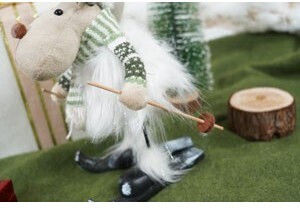 Christmas Ornament Reindeer On Skis Alista Home White Green Textile 33 Cm