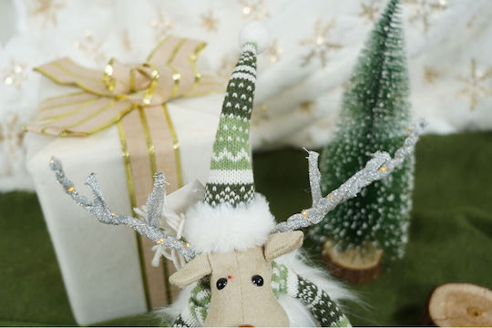 Christmas Ornament Reindeer On Skis Alista Home White Green Textile 33 Cm