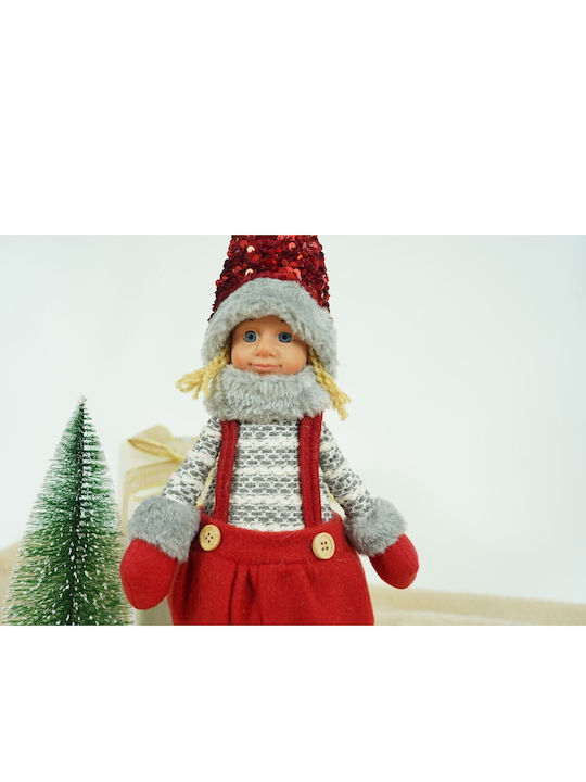 Christmas Doll Ornament Alista Home Red Gray Textile 58 Cm
