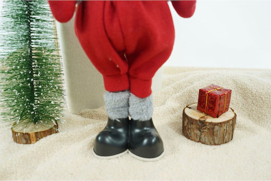 Ornament Păpușă De Crăciun Alista Home Roșu Gri Textil 58 Cm