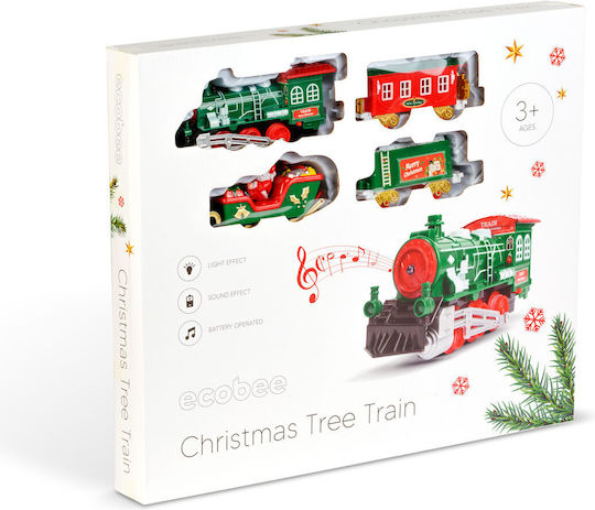 Christmas Train Tree Led Lights Music 3 Carriages + Locomotive Aa Batteries Festive Decoration Kids 3+ Years