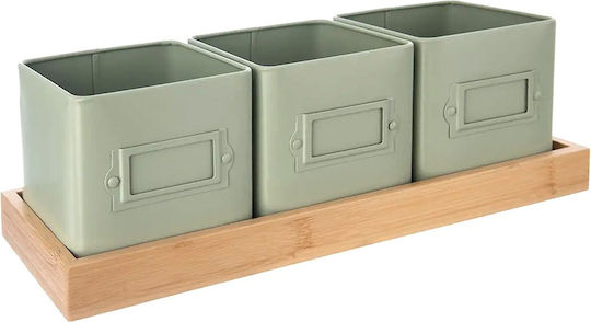 Orion Metal Plant Pots Green 4pcs